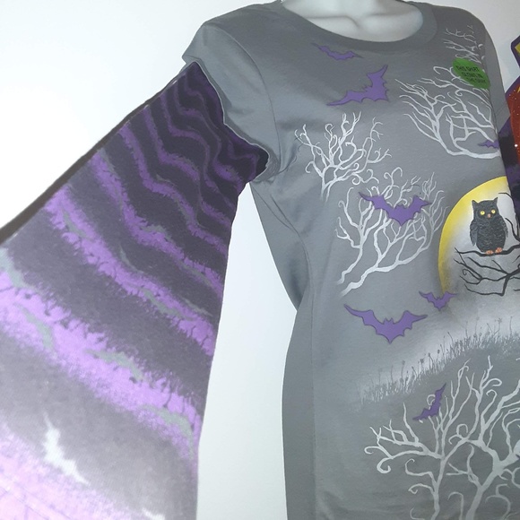 HALLOWEEN SHIRT - LONG SLEVE - OWL - GLOWS in DARK - Picture 3 of 8